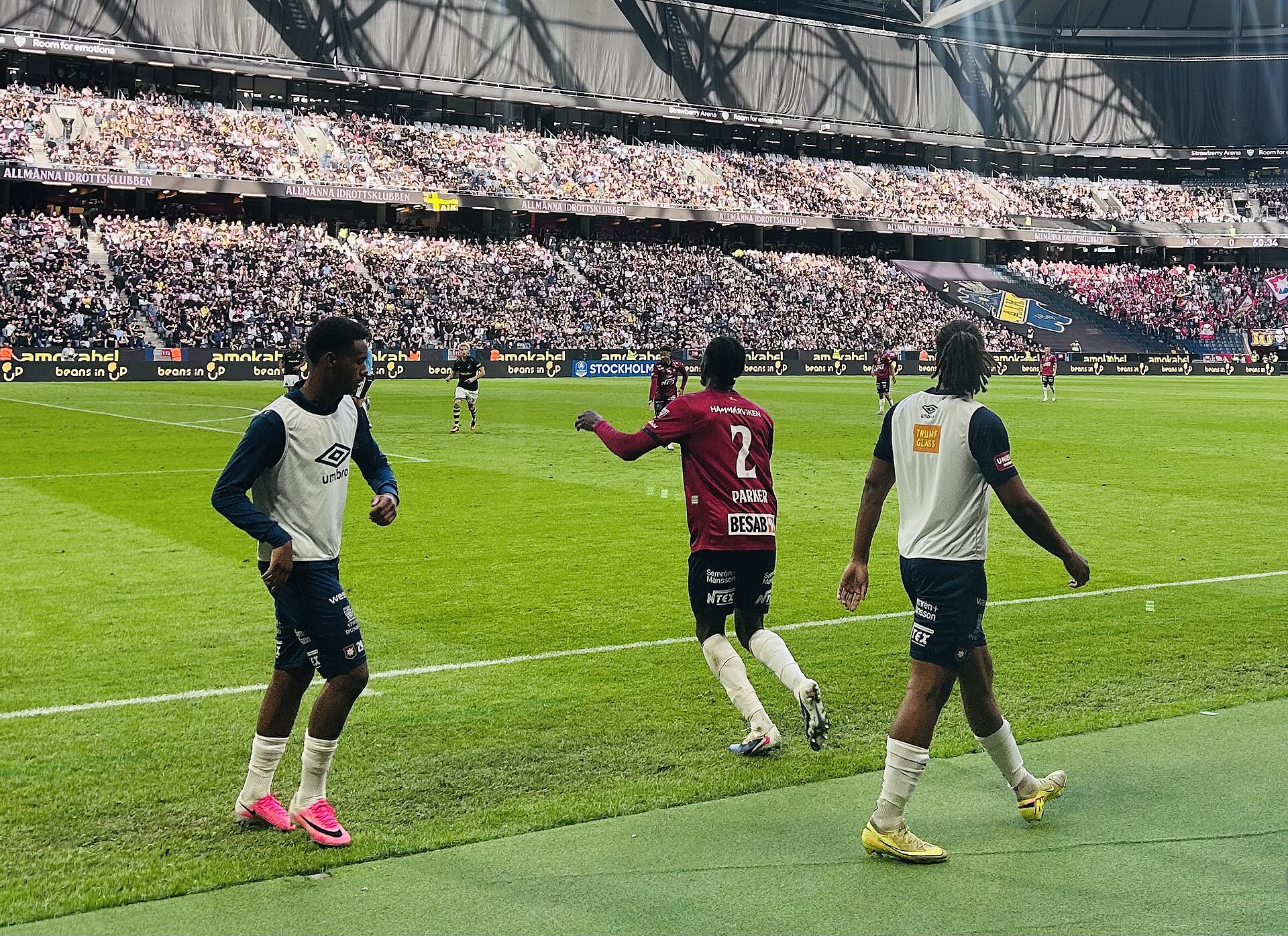 Archival photograph: Players in AIK against Örgryte at Strawberry Arena in August 2026